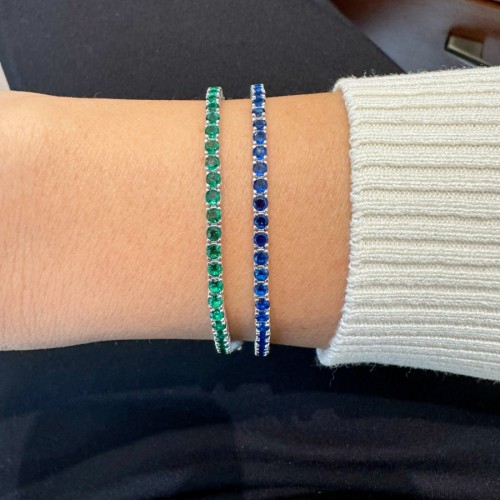 2,5mm Safir Renkli Gümüş Su Yolu Bileklik - 3