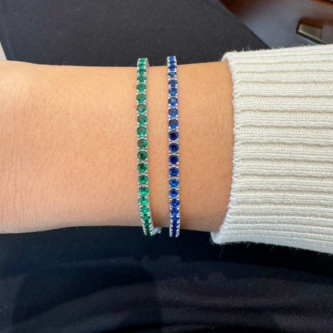 2,5mm Safir Renkli Gümüş Su Yolu Bileklik - 3