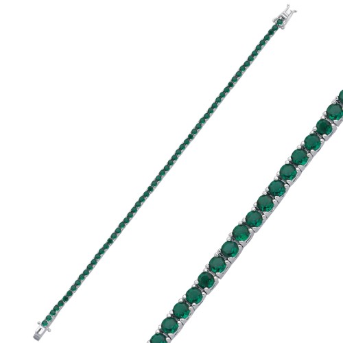 2,5mm Zümrüt Renkli Gümüş Su Yolu Bileklik - CNG Jewels