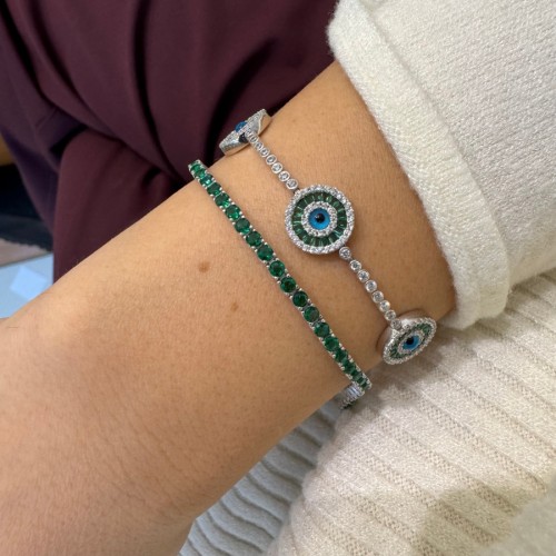 2,5mm Zümrüt Renkli Gümüş Su Yolu Bileklik - 3