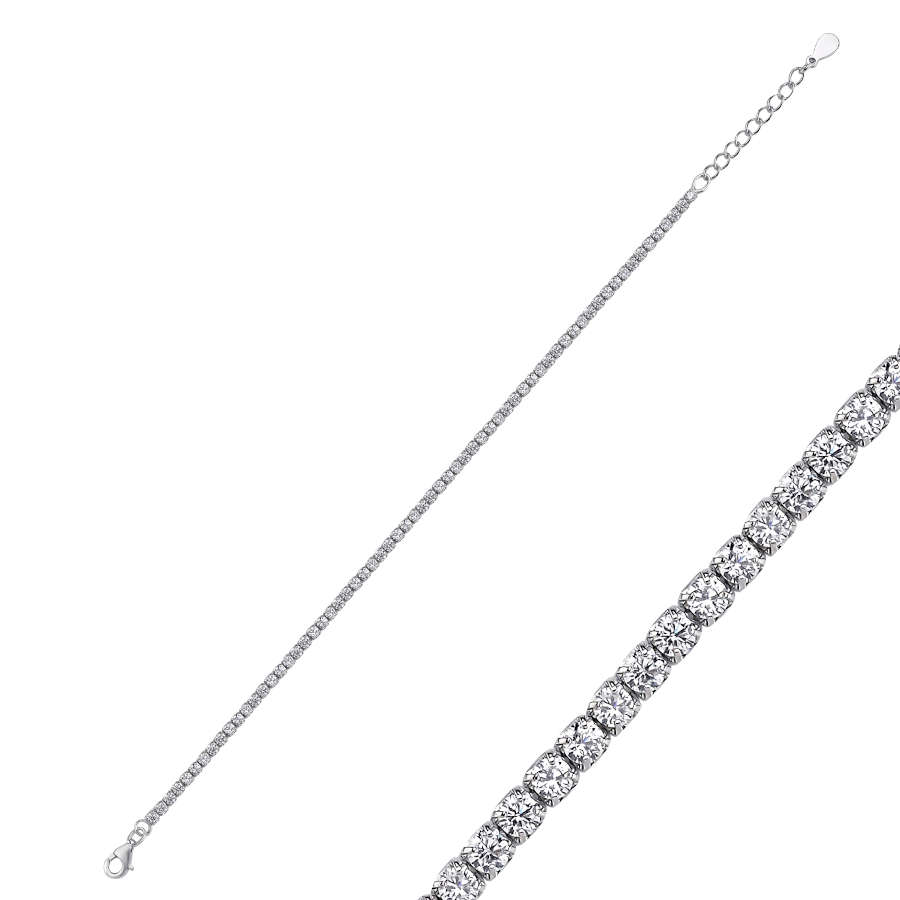 2mm Stone Thin Waterway Silver Bracelet - CNG Jewels