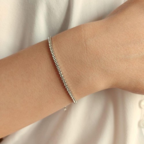 2mm Taşlı İnce Su Yolu Gümüş Bileklik - 3