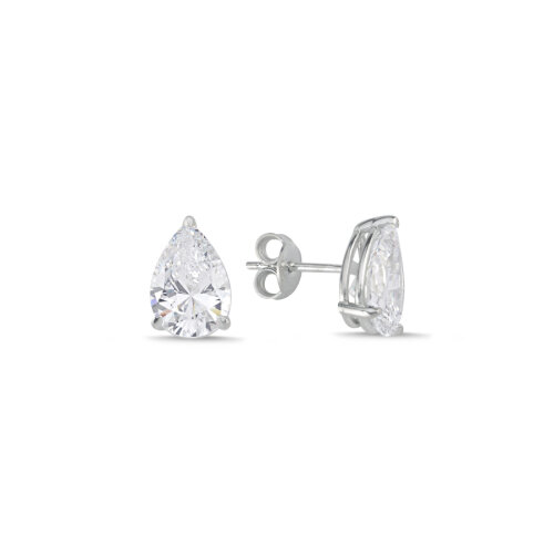 3 Karat Damla Tektaş Gümüş Küpe - CNG Jewels