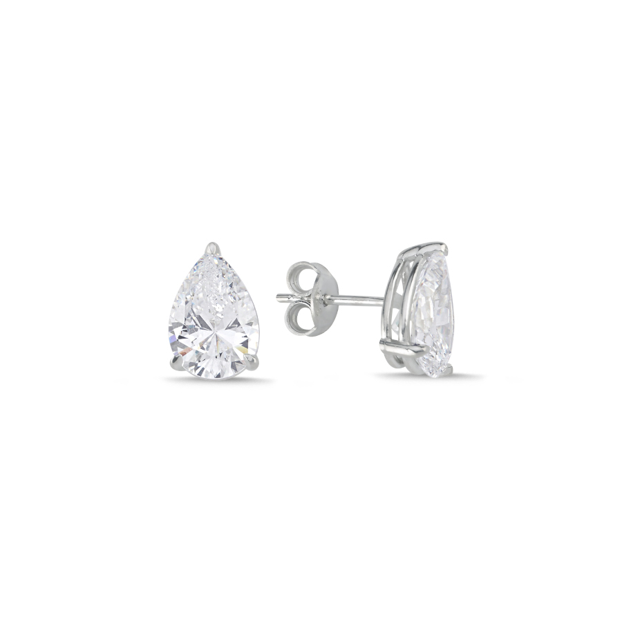 3 Karat Damla Tektaş Gümüş Küpe - CNG Jewels