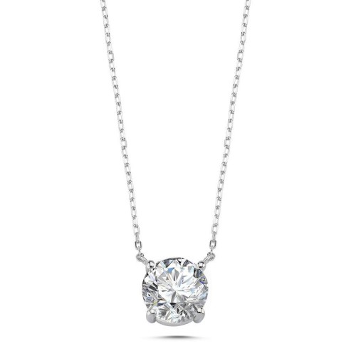3 Carat Solitaire Silver Necklace - 1