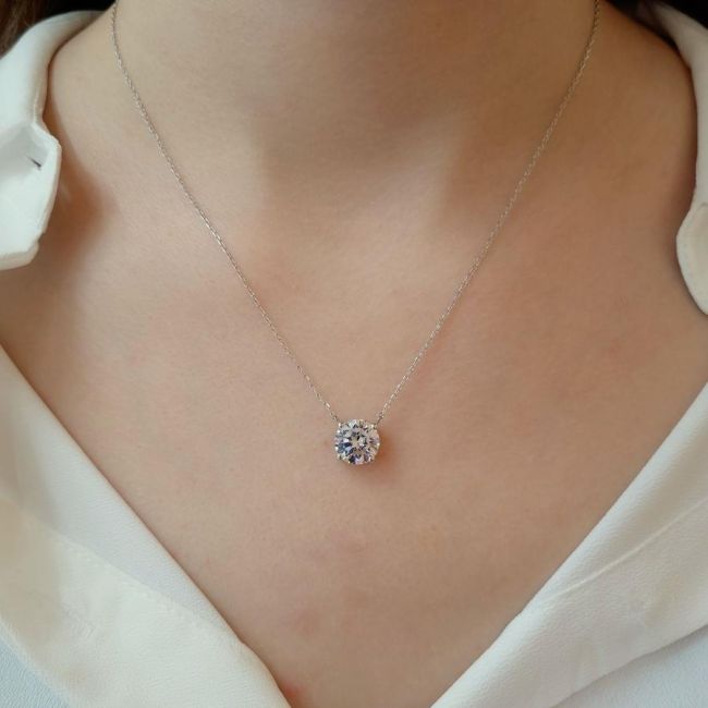 3 Carat Solitaire Silver Necklace - 2
