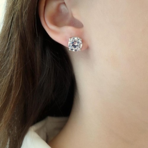 3 Carat Solitaire Silver Earrings - CNG Jewels (1)