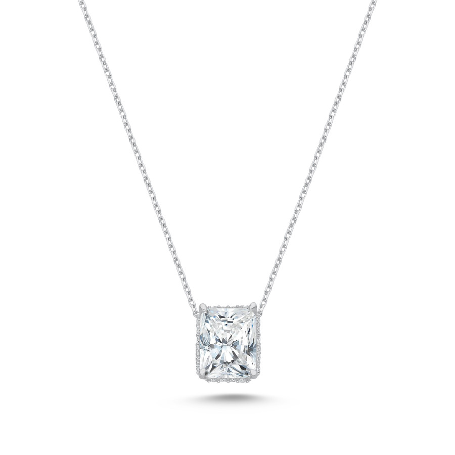 4 Karat Radiant Tektaş Gümüş Kolye - CNG Jewels
