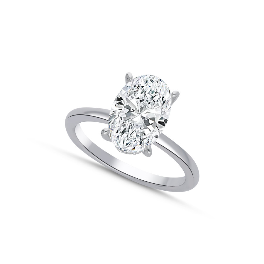 5 Karat Oval Tektaş Gümüş Yüzük - CNG Jewels