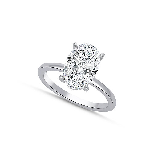 5 Karat Oval Tektaş Gümüş Yüzük - 1