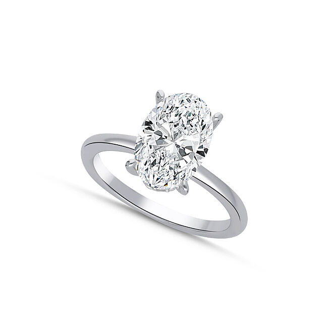 5 Karat Oval Tektaş Gümüş Yüzük - 1