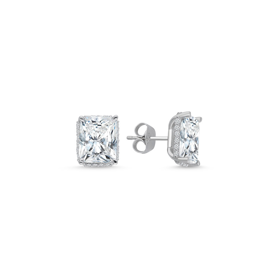 8 Karat Radiant Tektaş Gümüş Küpe - CNG Jewels