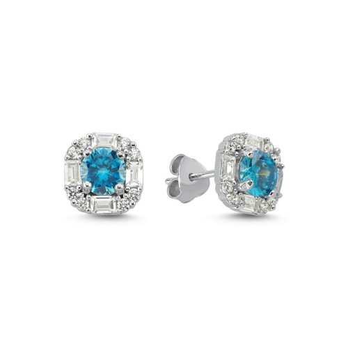 CNG Jewels - Akua Mavi Baget Taşlı Tasarım Kadın Gümüş Küpe