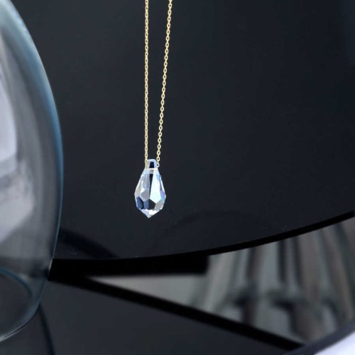 Akua Mavi Swarovski Crystal Altın Kolye - Thumbnail