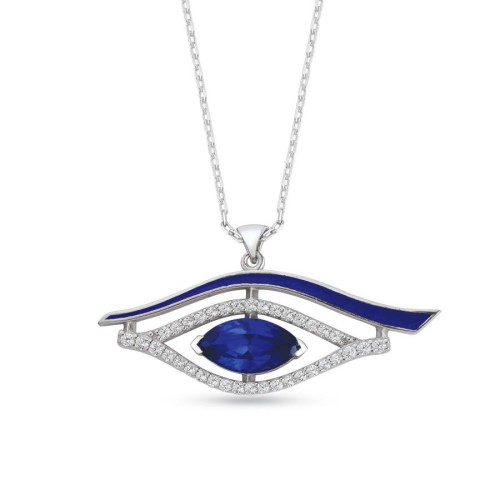 CNG Jewels - Almendra Lacivert Göz Gümüş Kadın Kolye
