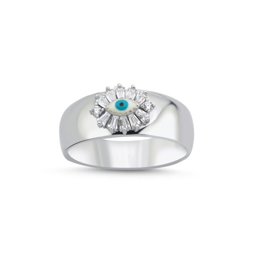 Almond Beyaz Göz Kadın Gümüş Yüzük - CNG Jewels