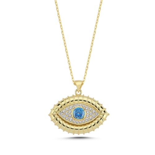 Almond Blue Eye Silver Women's Necklace - CNG Jewels