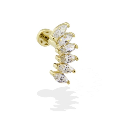 CNG Jewels - Altı Markiz Taşlı Altın Tragus Piercing