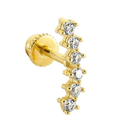CNG Jewels - Altı Taşlı Süzme Altın Helix Piercing