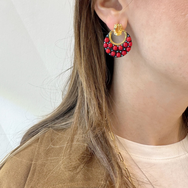 Amalfi Mercan Sitrin Taşlı Özel Tasarım Gümüş Küpe - 2