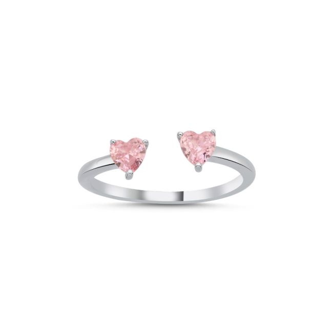 Amor Pembe Kalp Kadın Gümüş Yüzük - 1