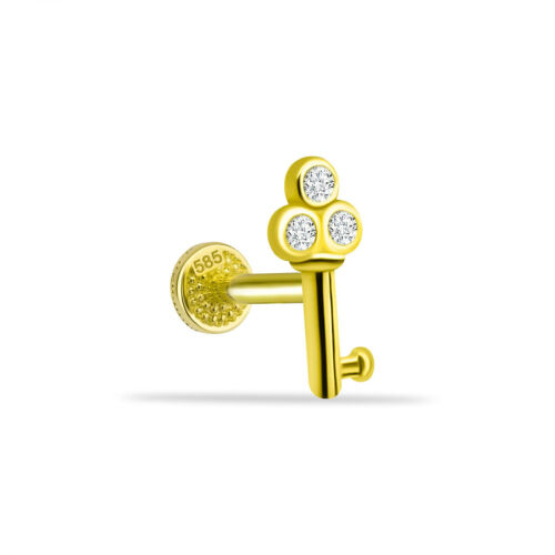 Anahtar Altın Tragus Piercing - CNG Jewels