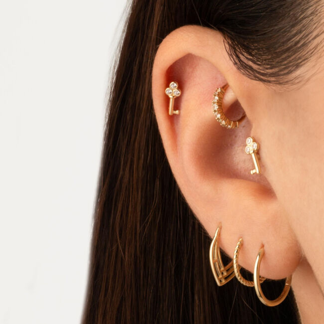 Anahtar Altın Tragus Piercing - 2
