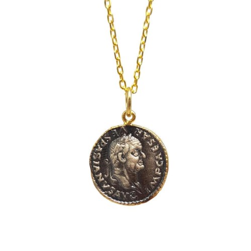 Antik Para Gold Gümüş Bayan Kolye - Thumbnail