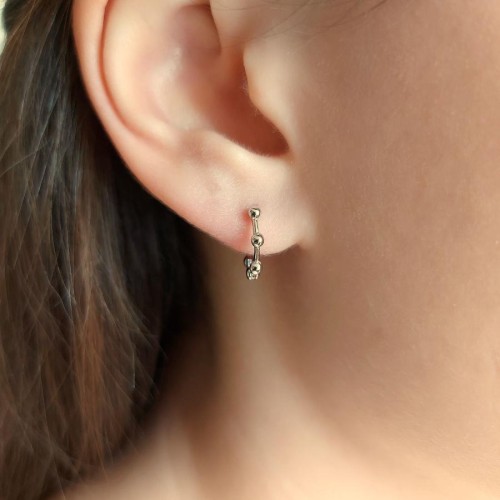 CNG Jewels - Araları Top Küçük Halka Gümüş Kadın Küpe