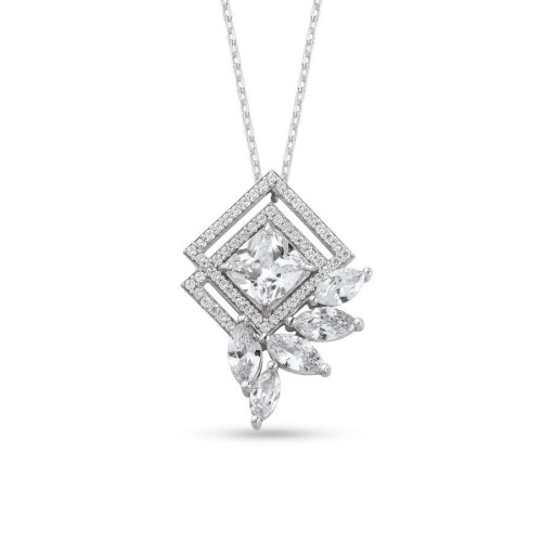 Art Deco Gümüş Kadın Kolye - 1