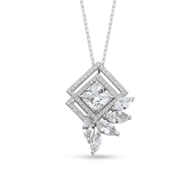 Art Deco Gümüş Kadın Kolye - 1