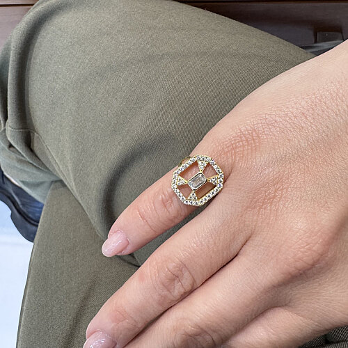 Artdeco Stone Gold Silver Women's Pinky Finger Ring - CNG Jewels (1)