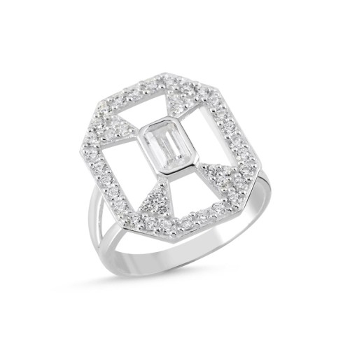 Artdeco Stone Silver Women's Pinky Finger Ring - CNG Jewels