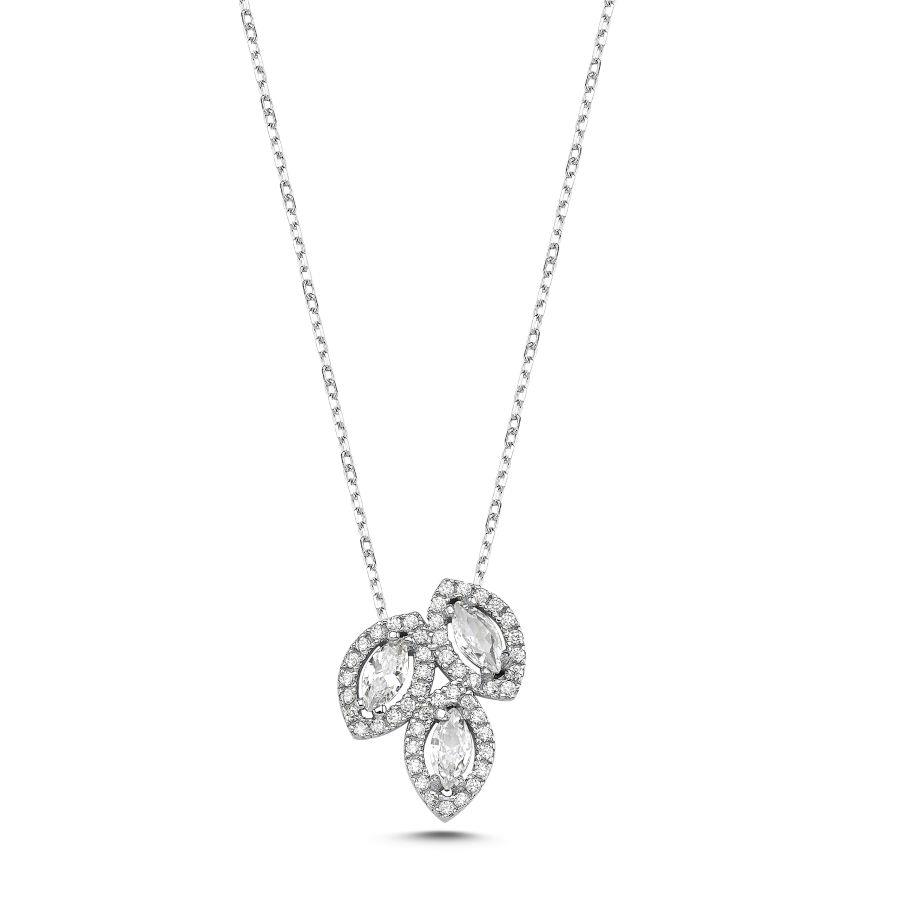 Asimetrik Tria Markiz Gümüş Kadın Kolye - CNG Jewels