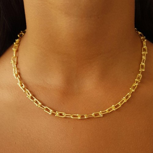CNG Jewels - Ataş Halkalı Kalın Zincir Gold Gümüş Bayan Kolye