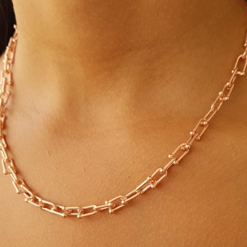Paperclip Thick Chain Rosegold Silver Women's Necklace - 2