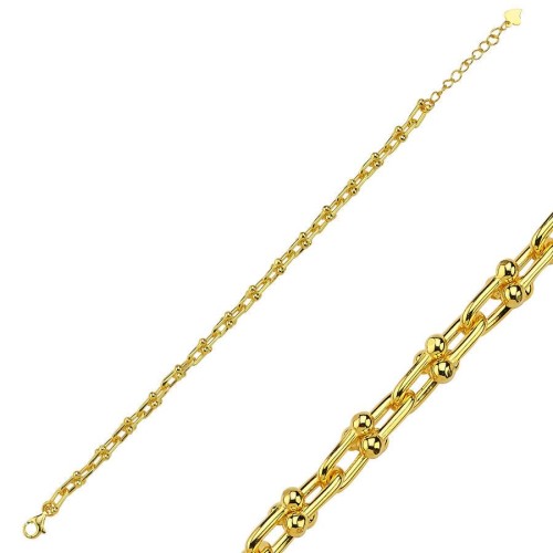 Ataş Zincir Modeli Gold Gümüş Kadın Bileklik - CNG Jewels