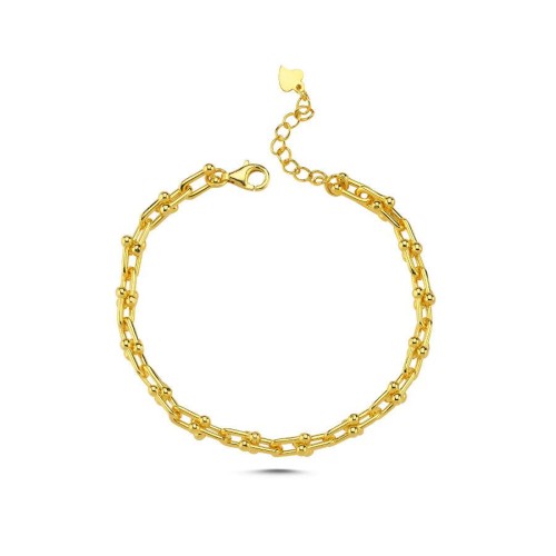 Ataş Zincir Modeli Gold Gümüş Kadın Bileklik - CNG Jewels (1)