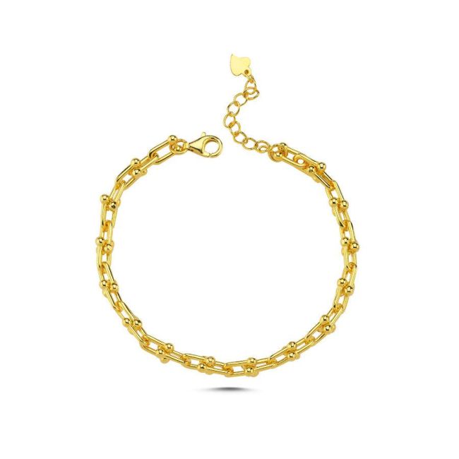 Ataş Zincir Modeli Gold Gümüş Kadın Bileklik - 2