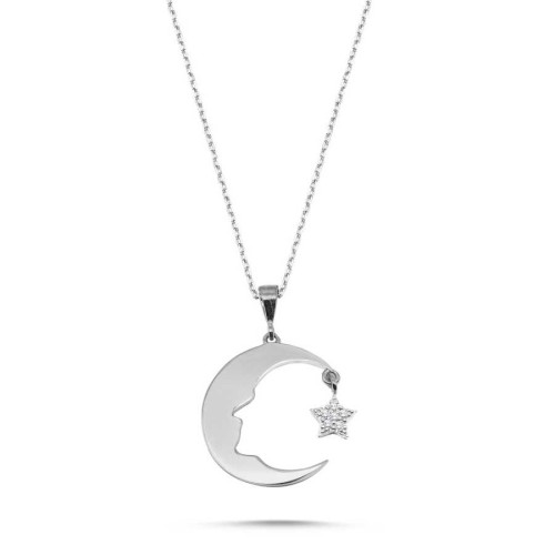 CNG Jewels - Atatürk Silüetli Ay Yıldız Gümüş Bayan Kolye