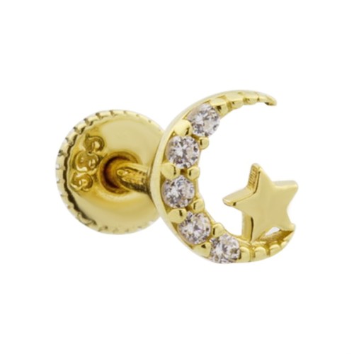 Ay Yıldız Altın Helix Piercing - Thumbnail