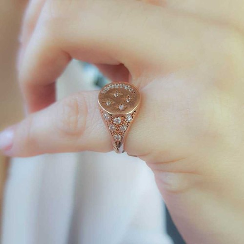 Crescent Stars Women's Silver Pinkie Ring - CNG Jewels