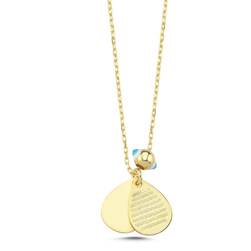 CNG Jewels - Ayetel Kürsi Nazar Duası Küçük Damla Gold Kadın Gümüş Kolye