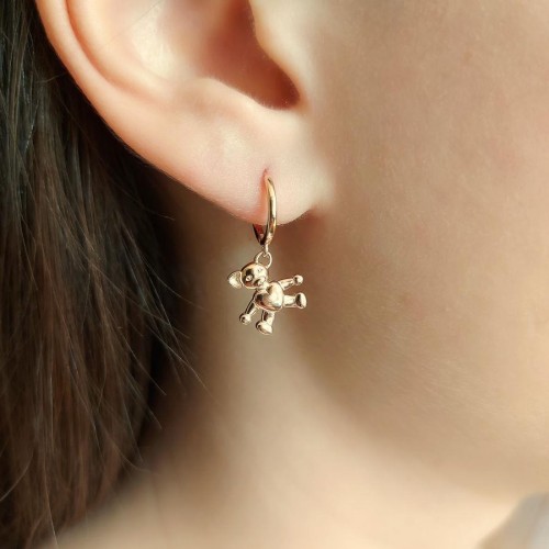 Ayıcık Rose Sallantılı Gümüş Küpe - CNG Jewels