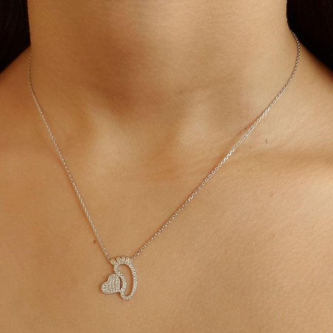 Heart Baby Foot Silver Women's Necklace - 2