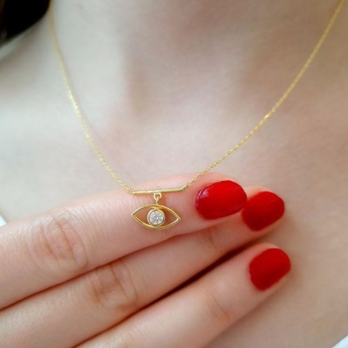 CNG Jewels - Badem Göz Gold Gümüş Kadın Kolye