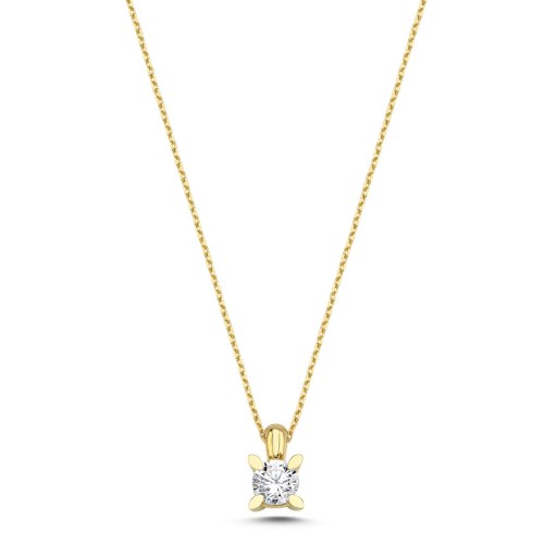 Badem Tırnak Tektaş Altın Kolye - 1