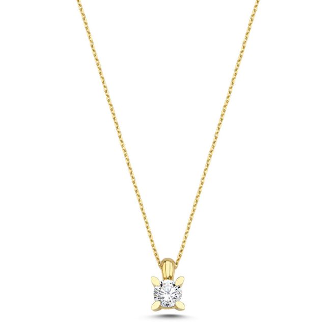 Badem Tırnak Tektaş Altın Kolye - 1