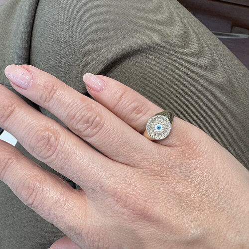 Silver Pinkie Ring with Baguette Evil Eye Bead - CNG Jewels (1)