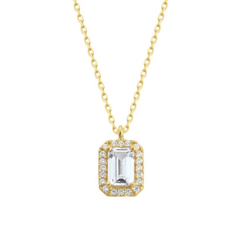 Baguette Stone Gold Necklace - 1